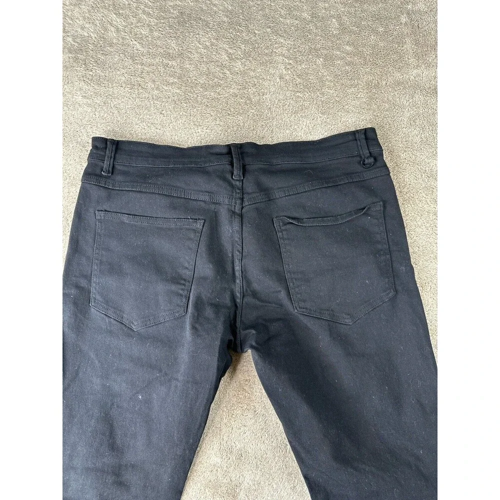 Fashion Nova Men Black Distressed Skinny Jeans Zip Knee Stretch Size 38x31